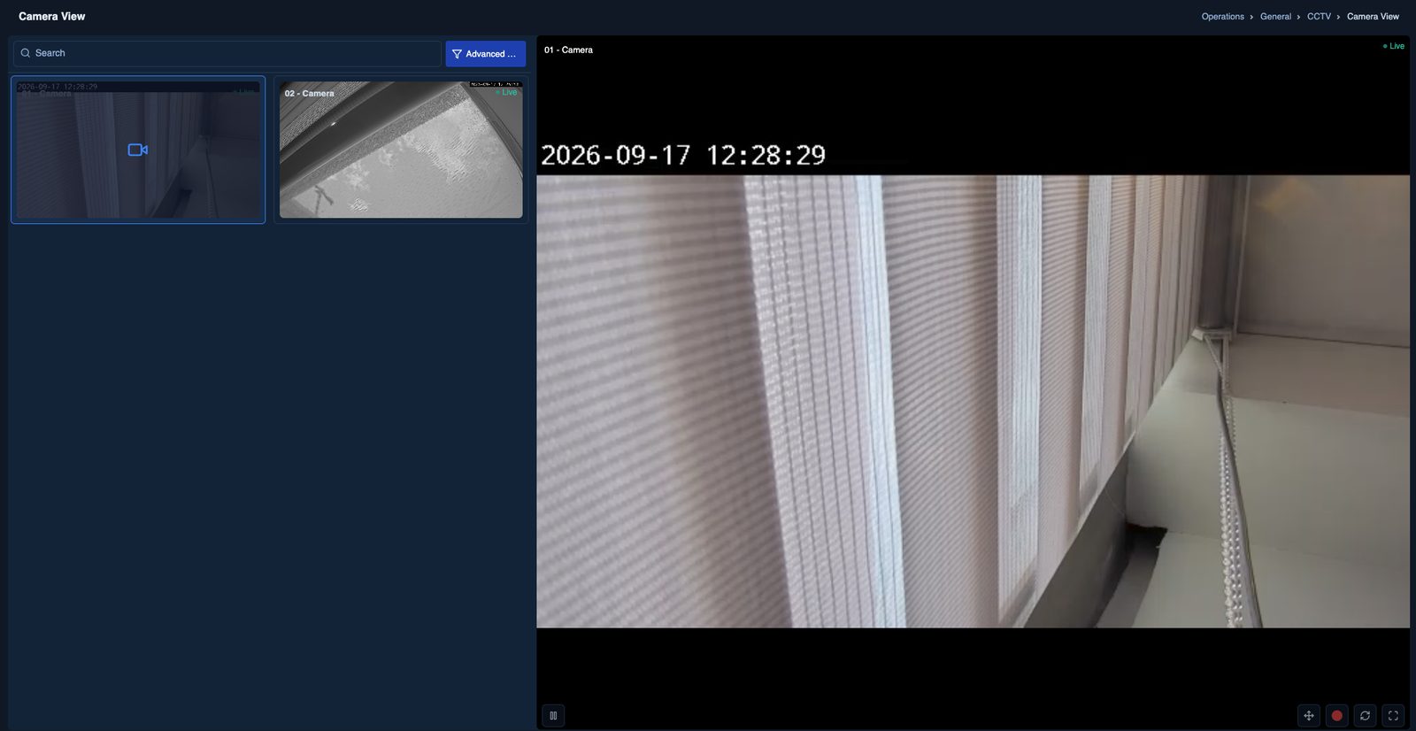 Live video pop-up for incidents.